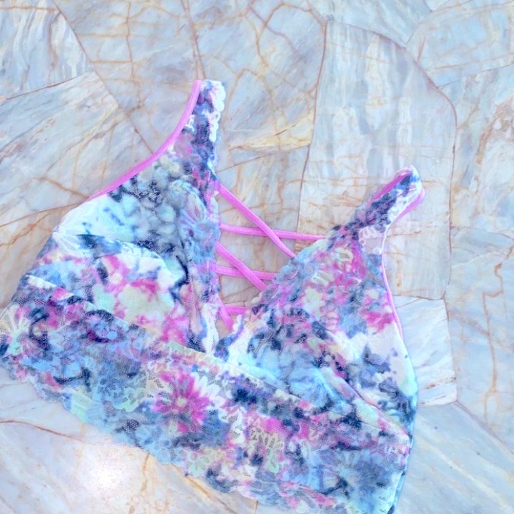 Bra Lace Bralette Padded Long Line Top Tank PINK Victoria Secret